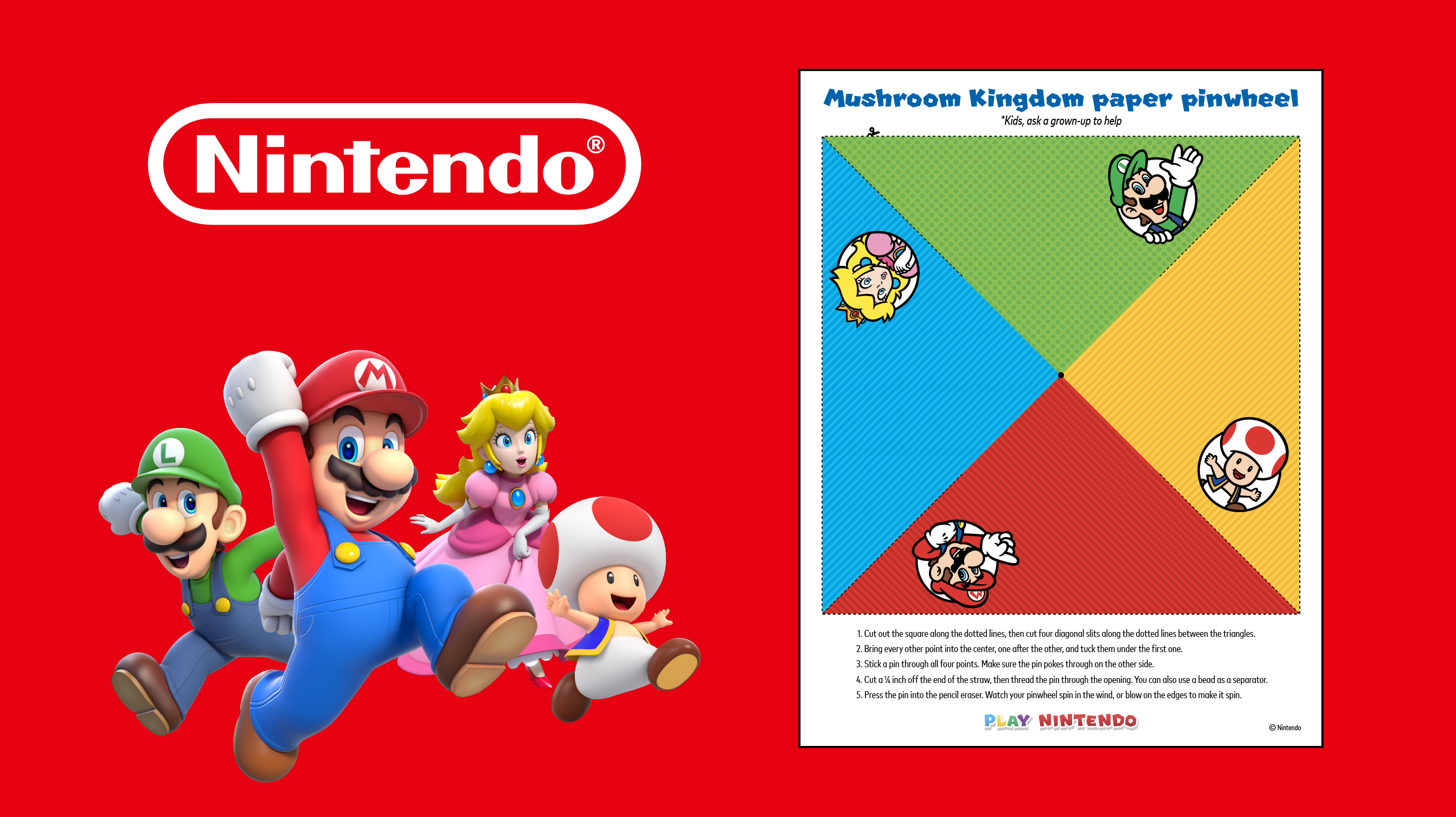 Mushroom Kingdom Paper Pinwheel