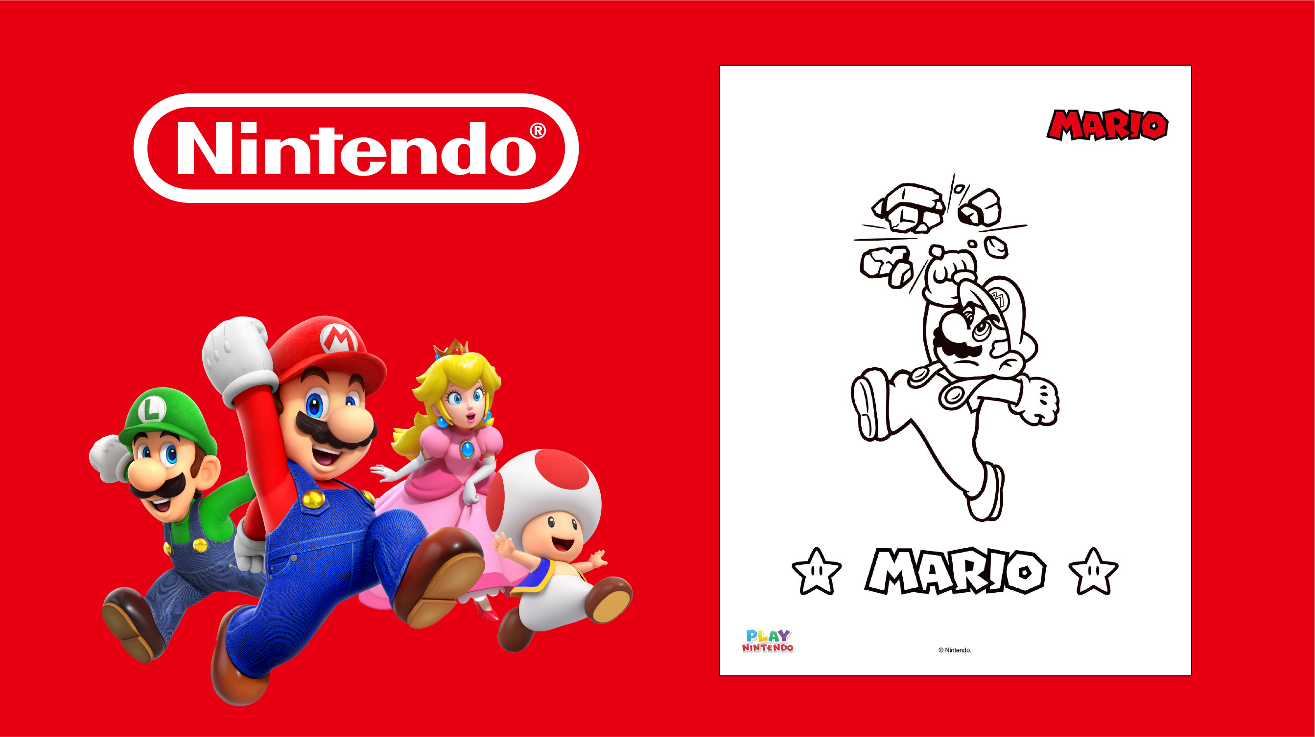 Coloring Activity: Block-Breaking Mario