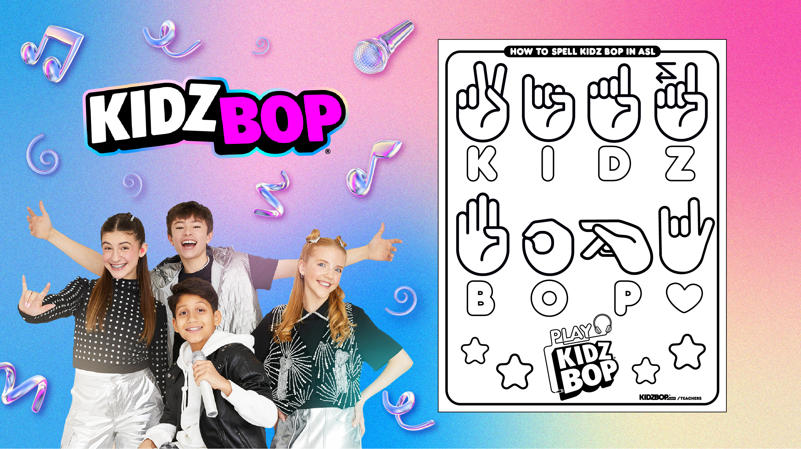 KIDZ BOP: ASL Coloring Sheet