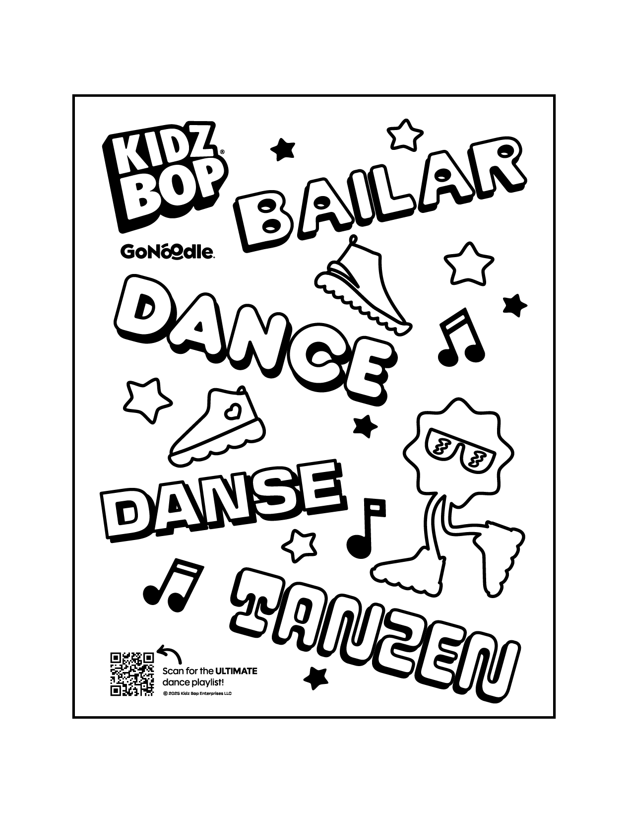 GoNoodle KIDZ BOP Dance in Different Languages Coloring Activity