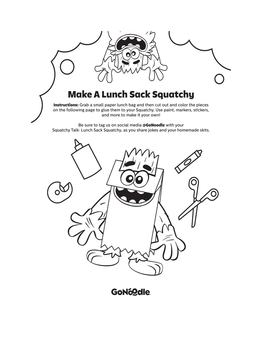 GoNoodle Make A Lunch Sack Squatchy