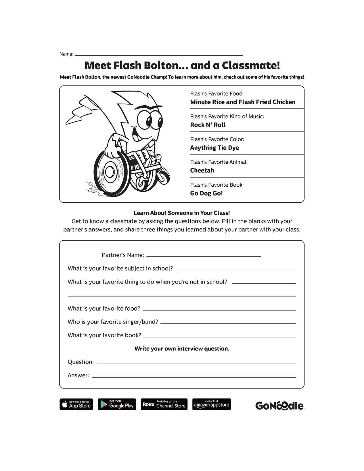 GoNoodle Meet Flash Bolton and a Classmate!