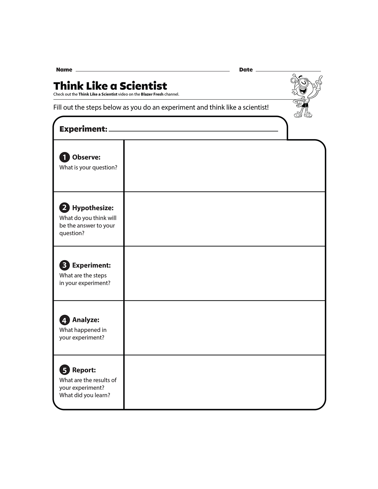 GoNoodle  Think Like a Scientist Intended For Scientific Method Worksheet 4th Grade